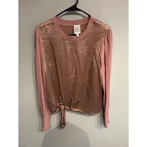 Cinq A Sept 5a7 Kerlina Silk Top Long Sleeve Women’s Size Medium Pink